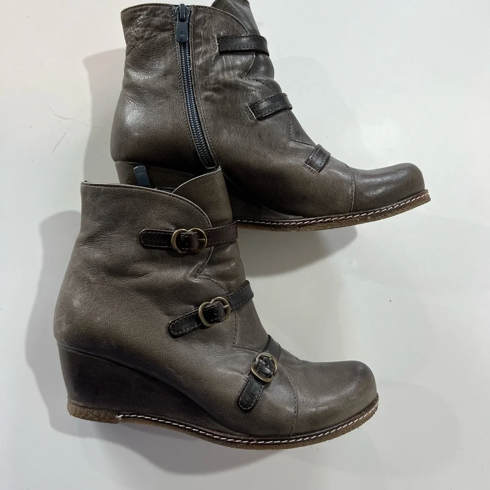 Eric Michael Dark Gray Ankle Boots with Buckle Detail